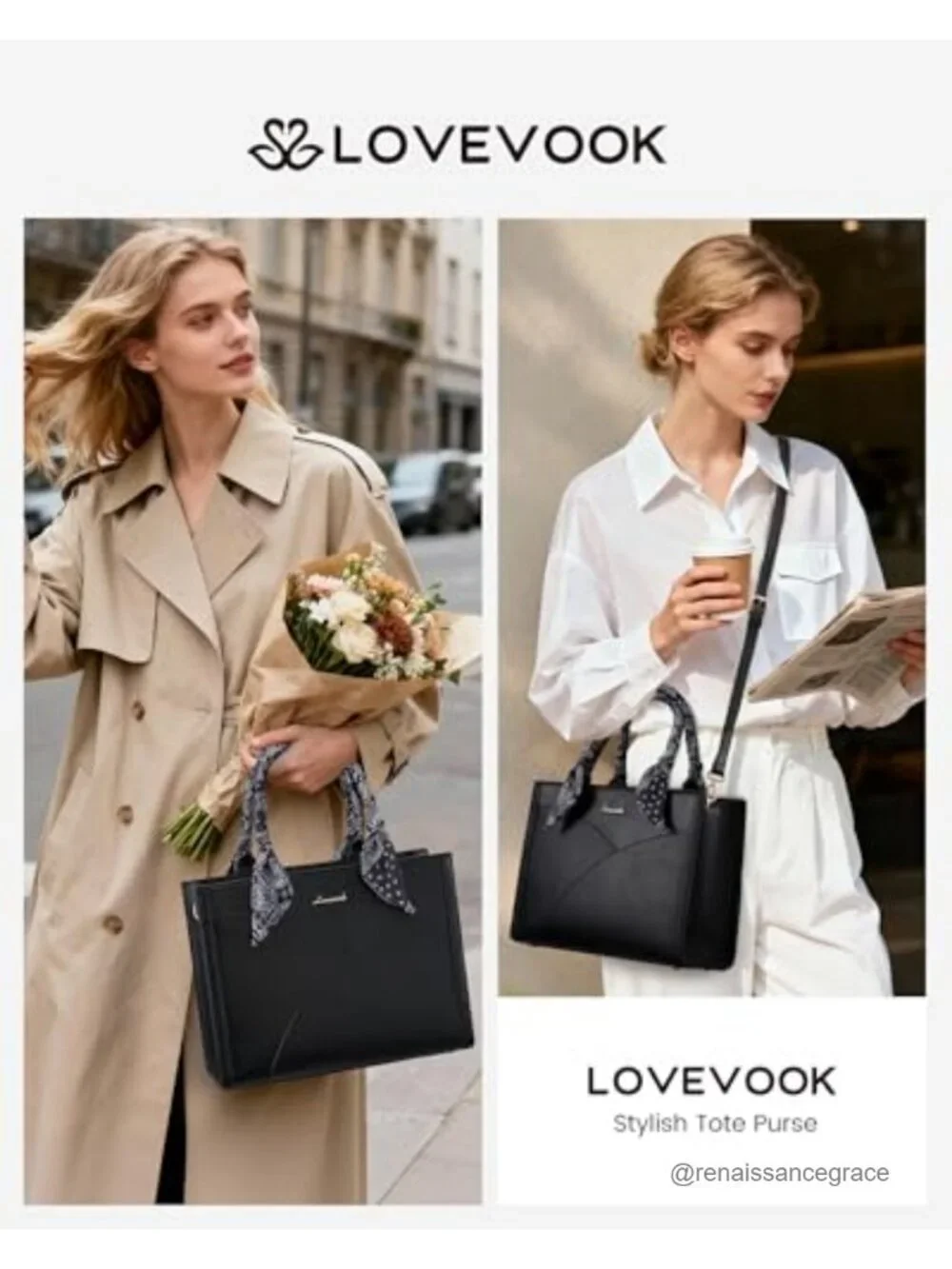 Waterproof PU Leather Tote Purse with Scarf, Satchel Top Handle Bag with Strap